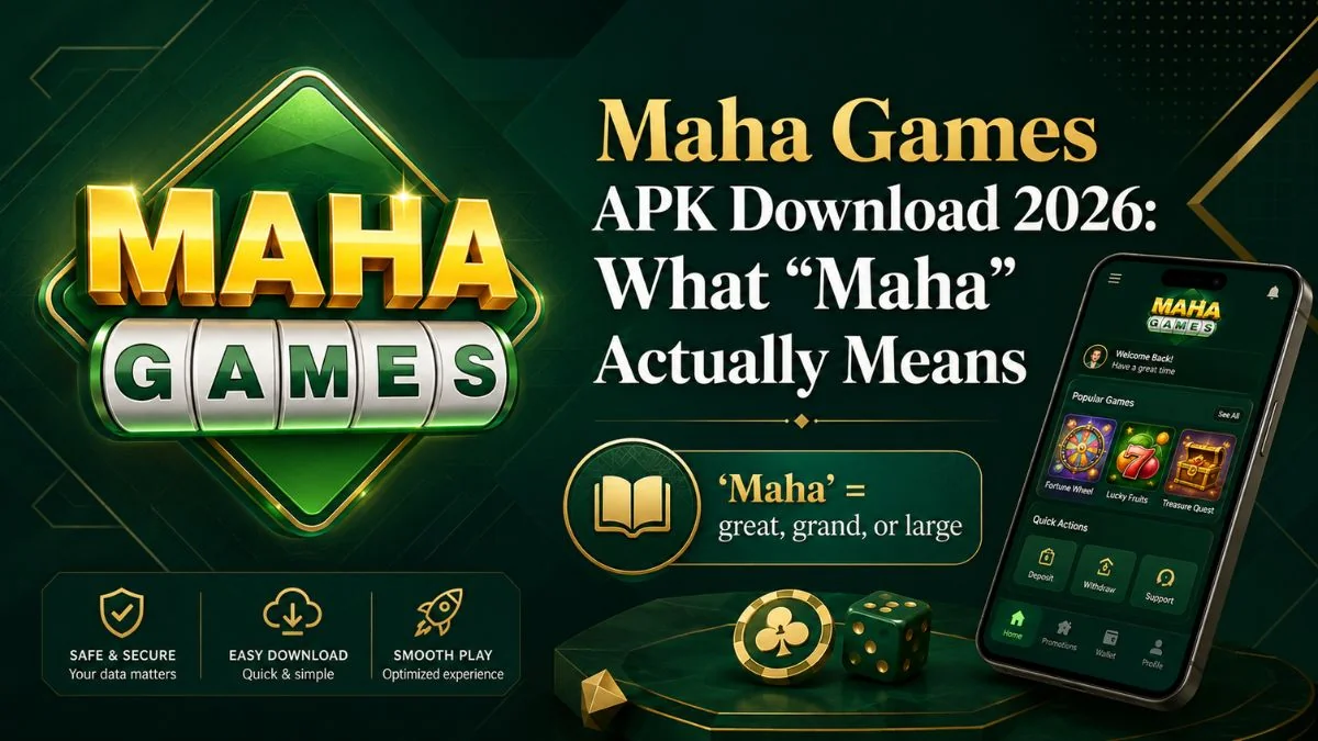 Maha Games APK download guide showing the official download link, login process, and promo code status for Indian users