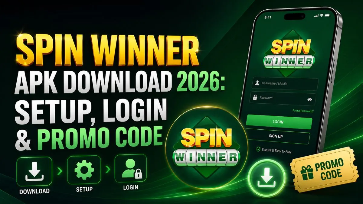 Spin Winner APK download guide showing the official download link, login process, and promo code status for Indian users