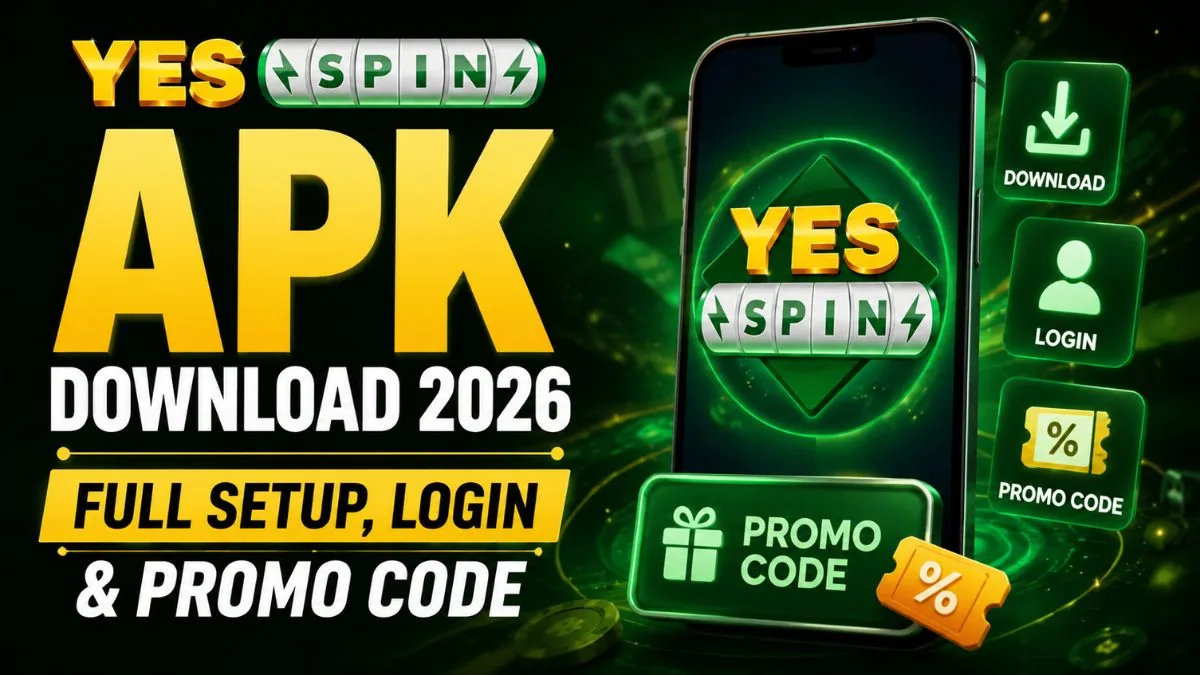 Yes Spin APK download guide showing the official download link, login process, and promo code status for Indian users